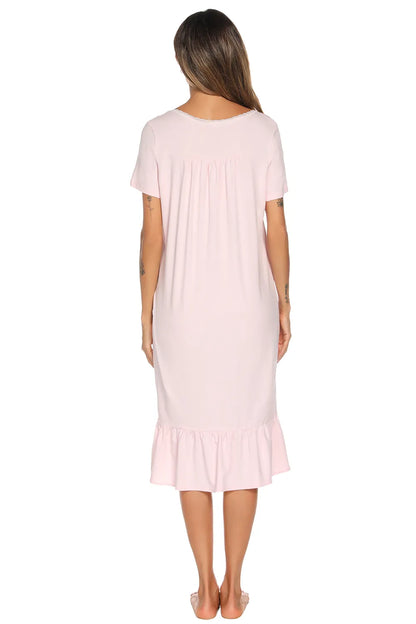 Lace Detail Square Neck Lounge Dress - Fashorio
