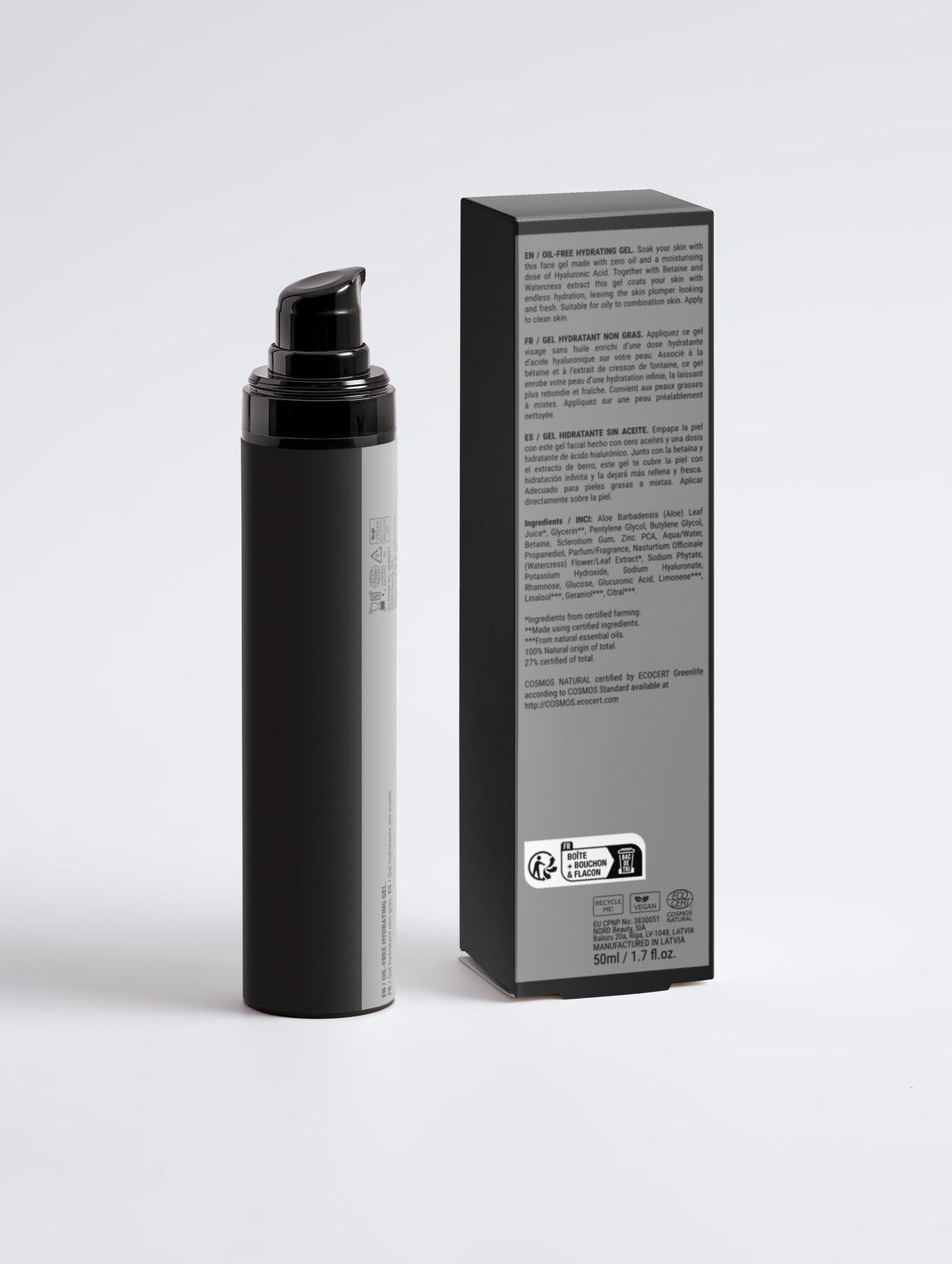 Oil free hydrating gel with Hyaluronic Acid front view