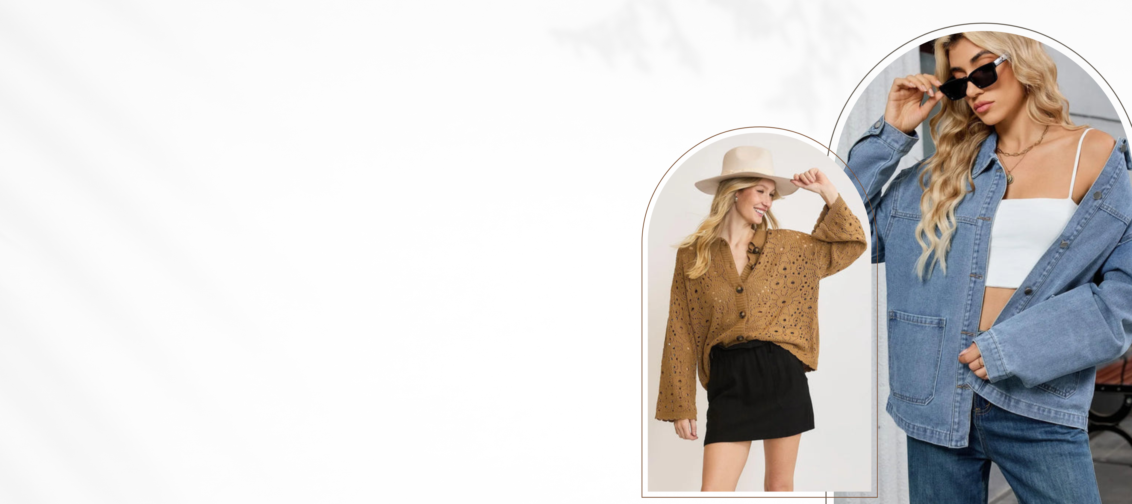 Two women in stylish outfits with a white background