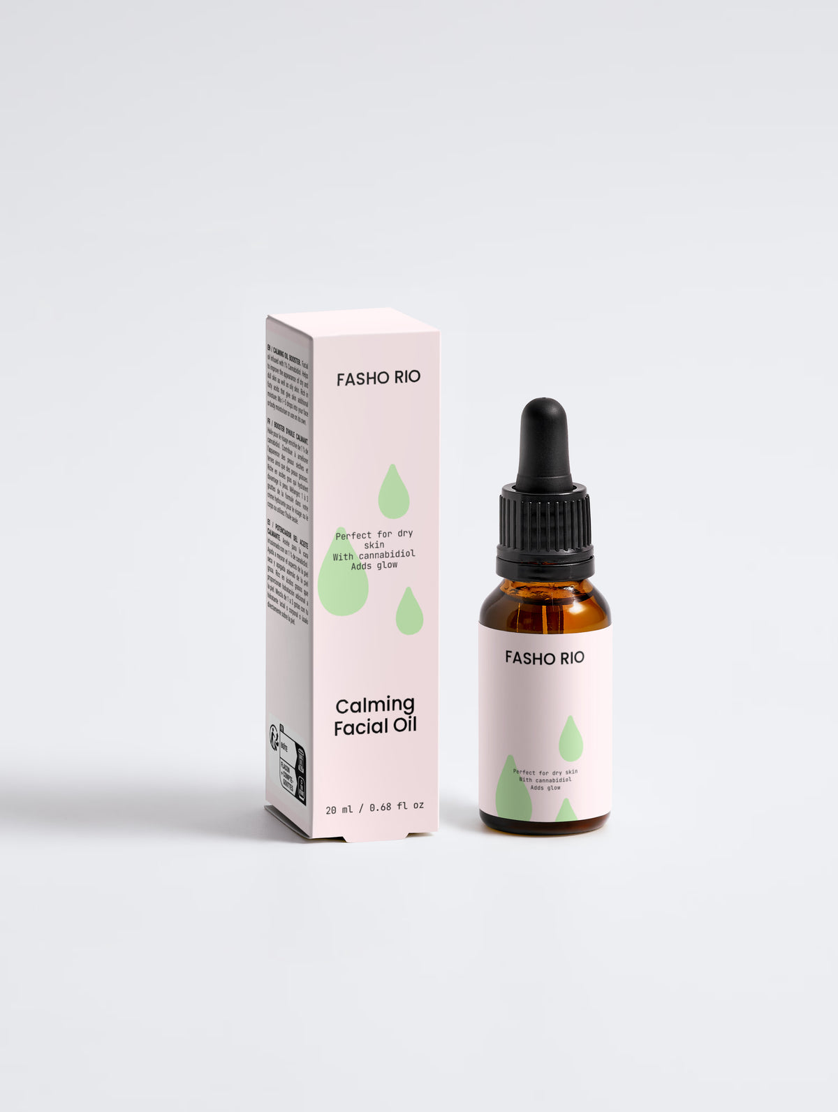 Calming facial oil with CBD bottle front