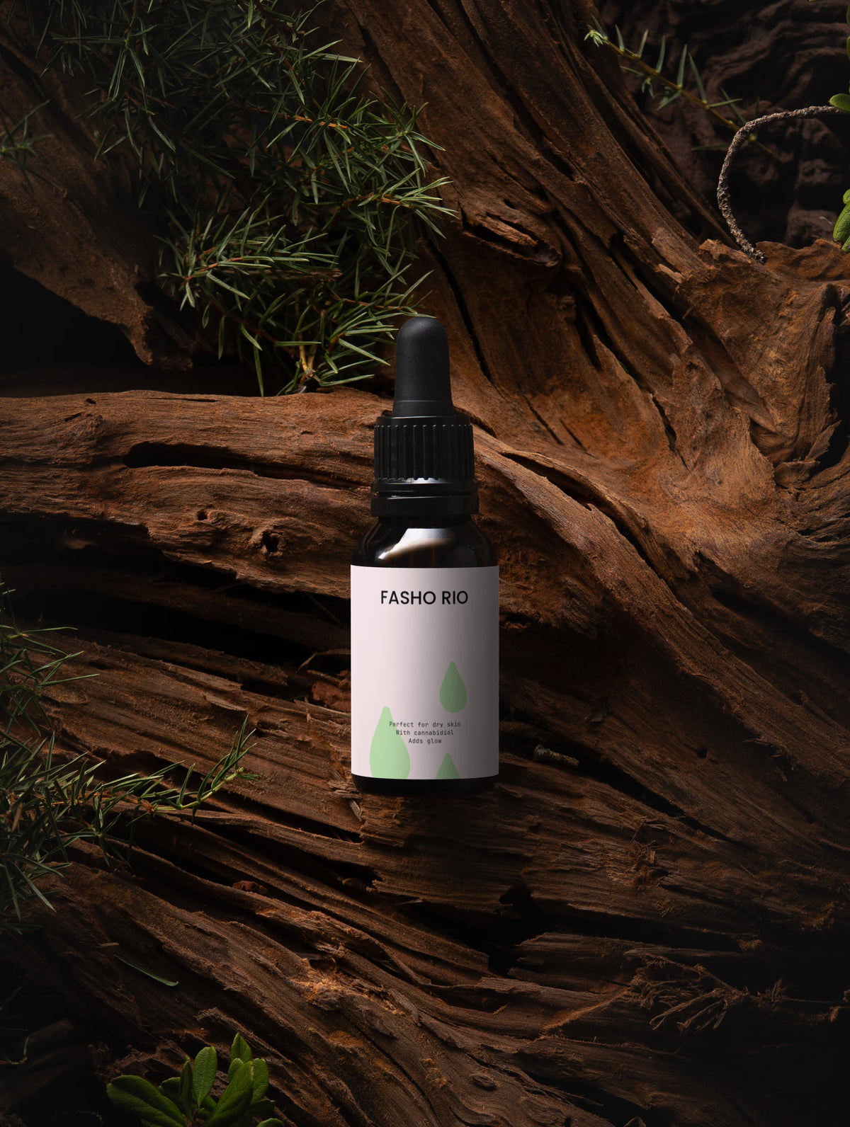 Calming facial oil product packaging