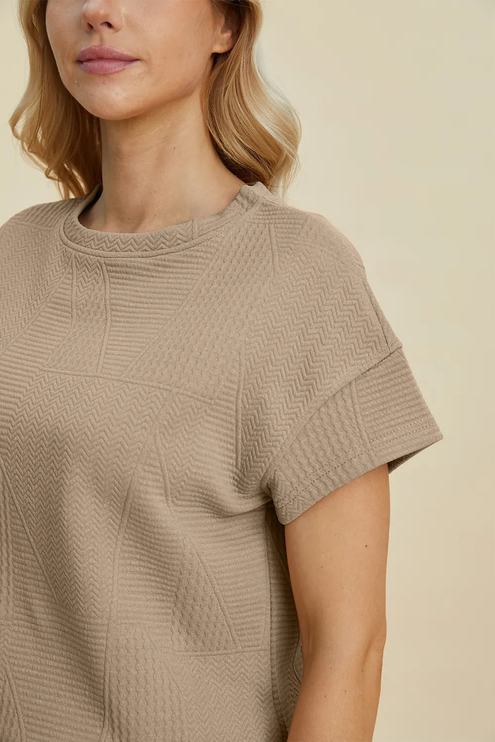 Textured Short Sleeve Top and Shorts Two Piece Set, view 10