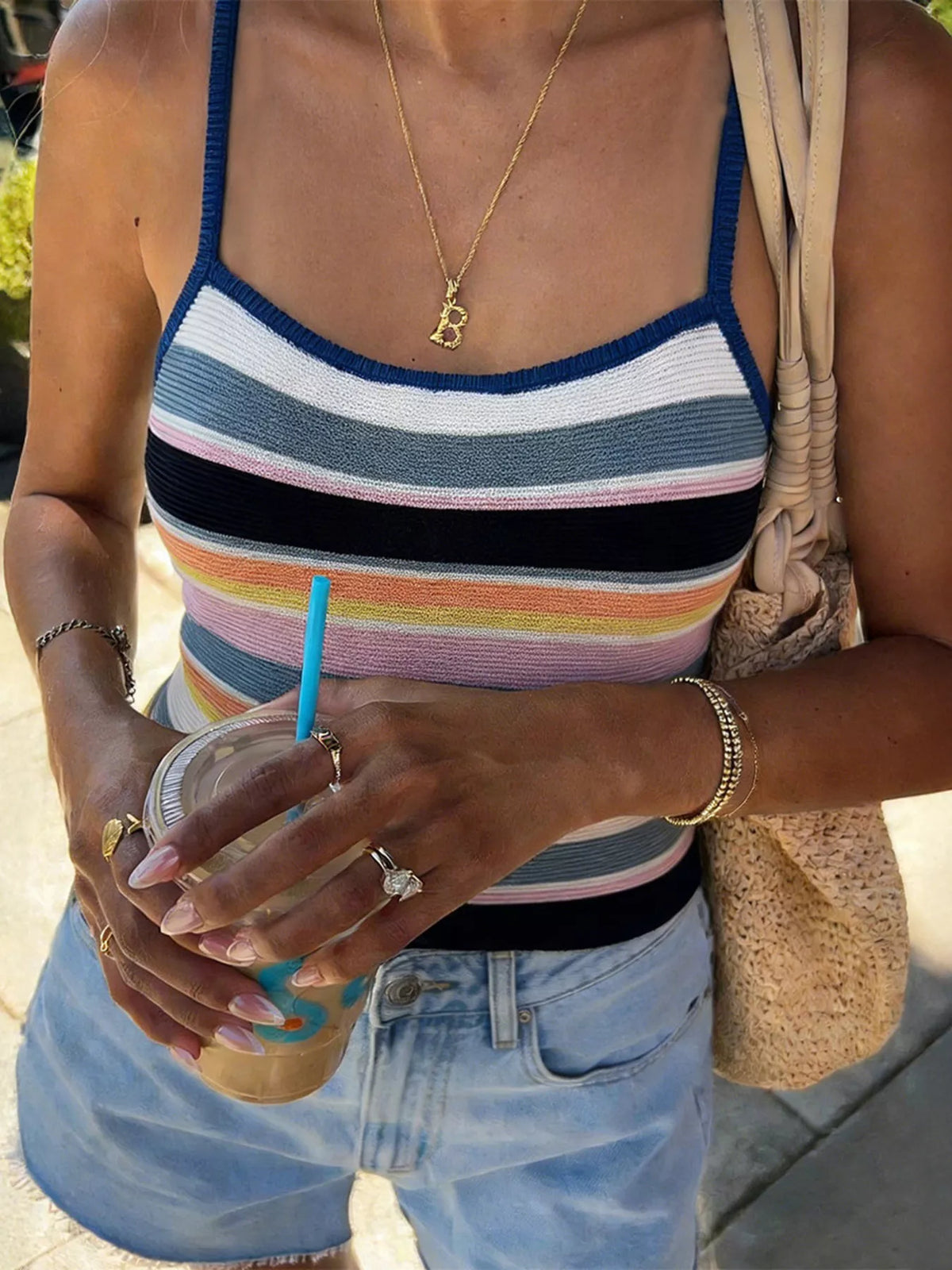 Striped Knit Cami Top