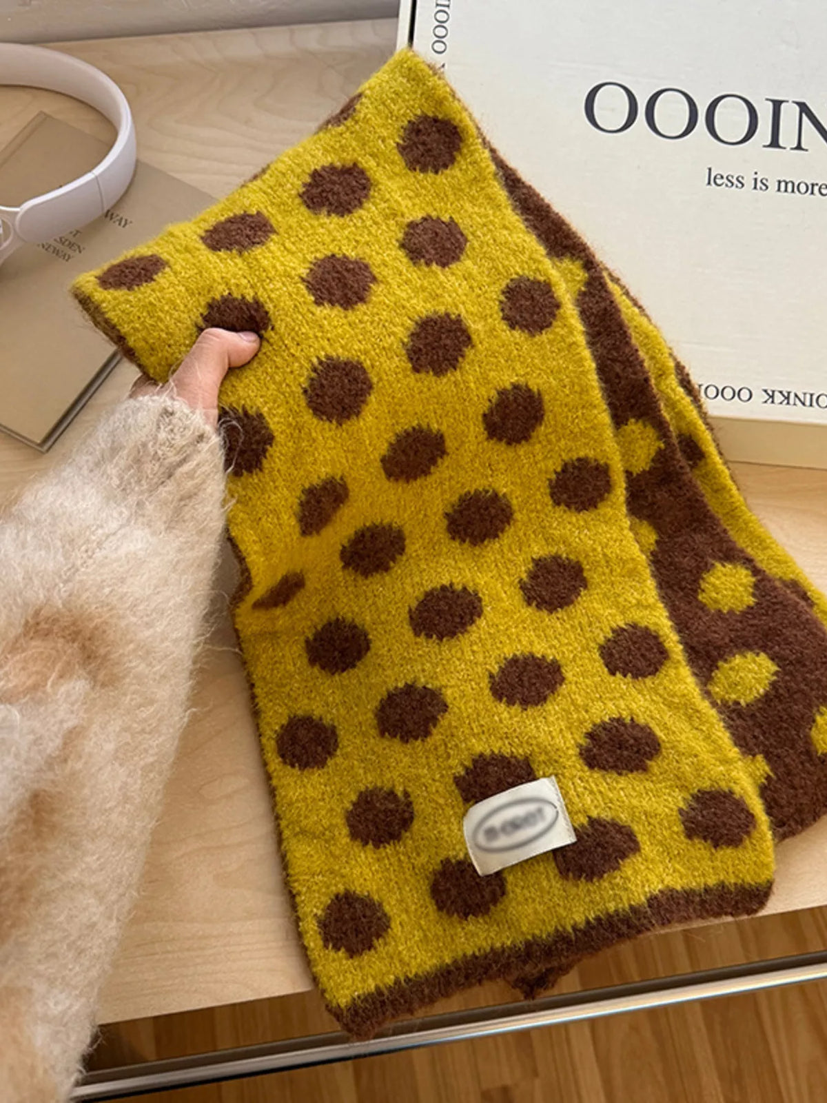 Soft dotted scarf full length
