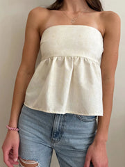 Tie Back Tube Top White - Fashorio