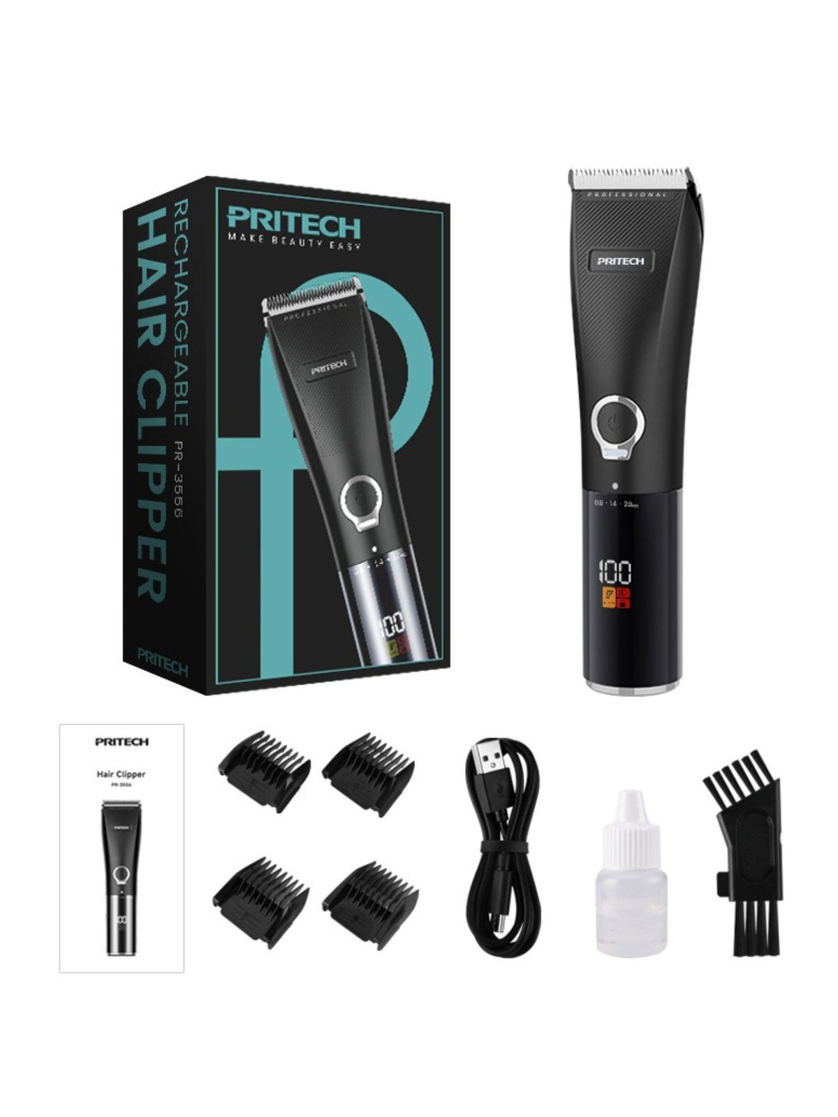 Rechargeable hair clipper full kit overview