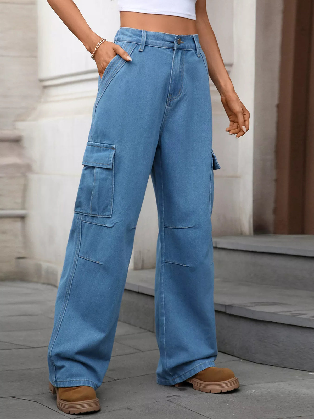 Relaxed Fit Cargo Jeans, view 10