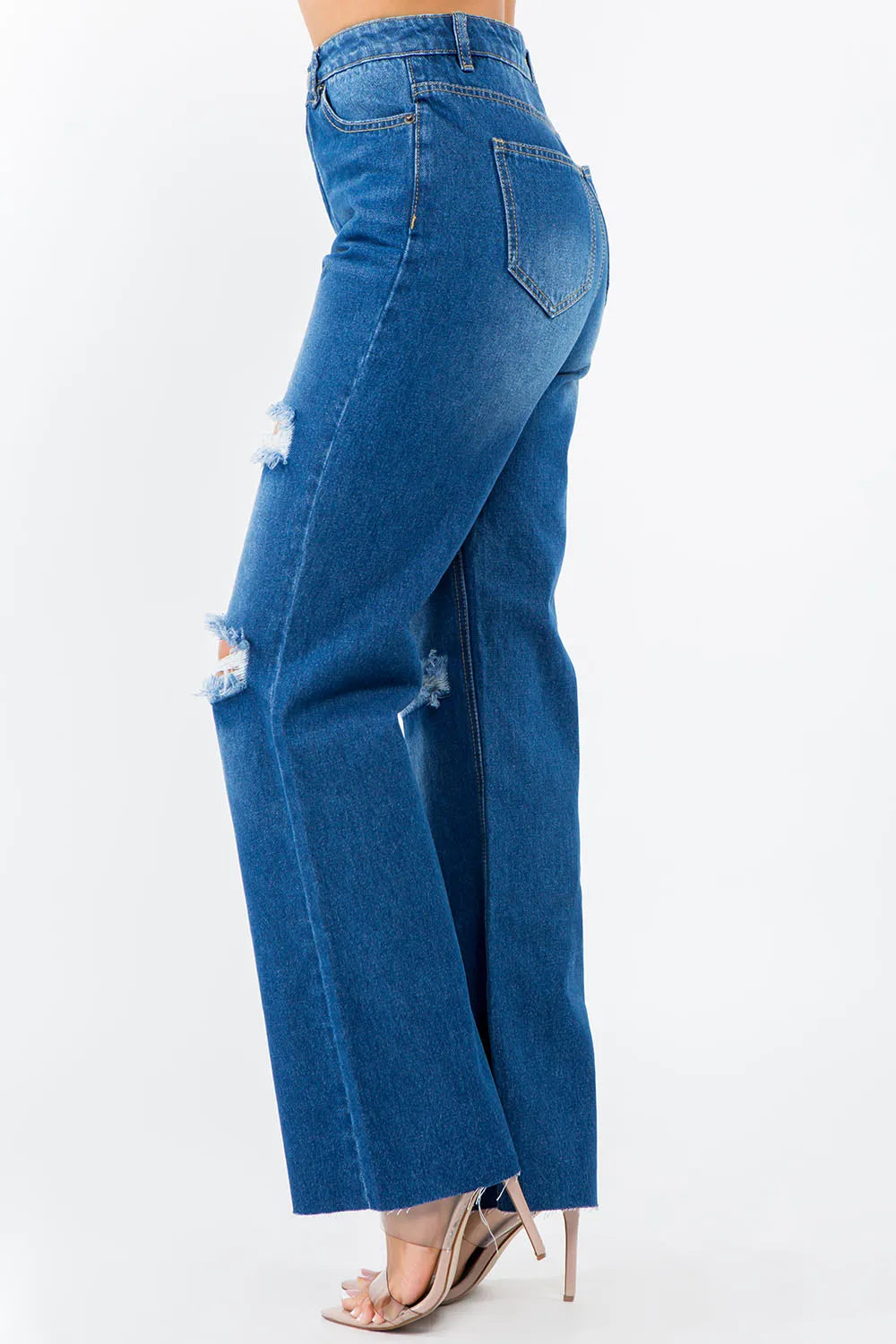American Bazi High Waist Distressed Wide Leg Jeans - Fashorio