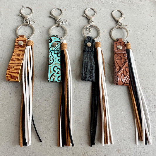 Genuine Leather Tassel Keychain - Fashorio