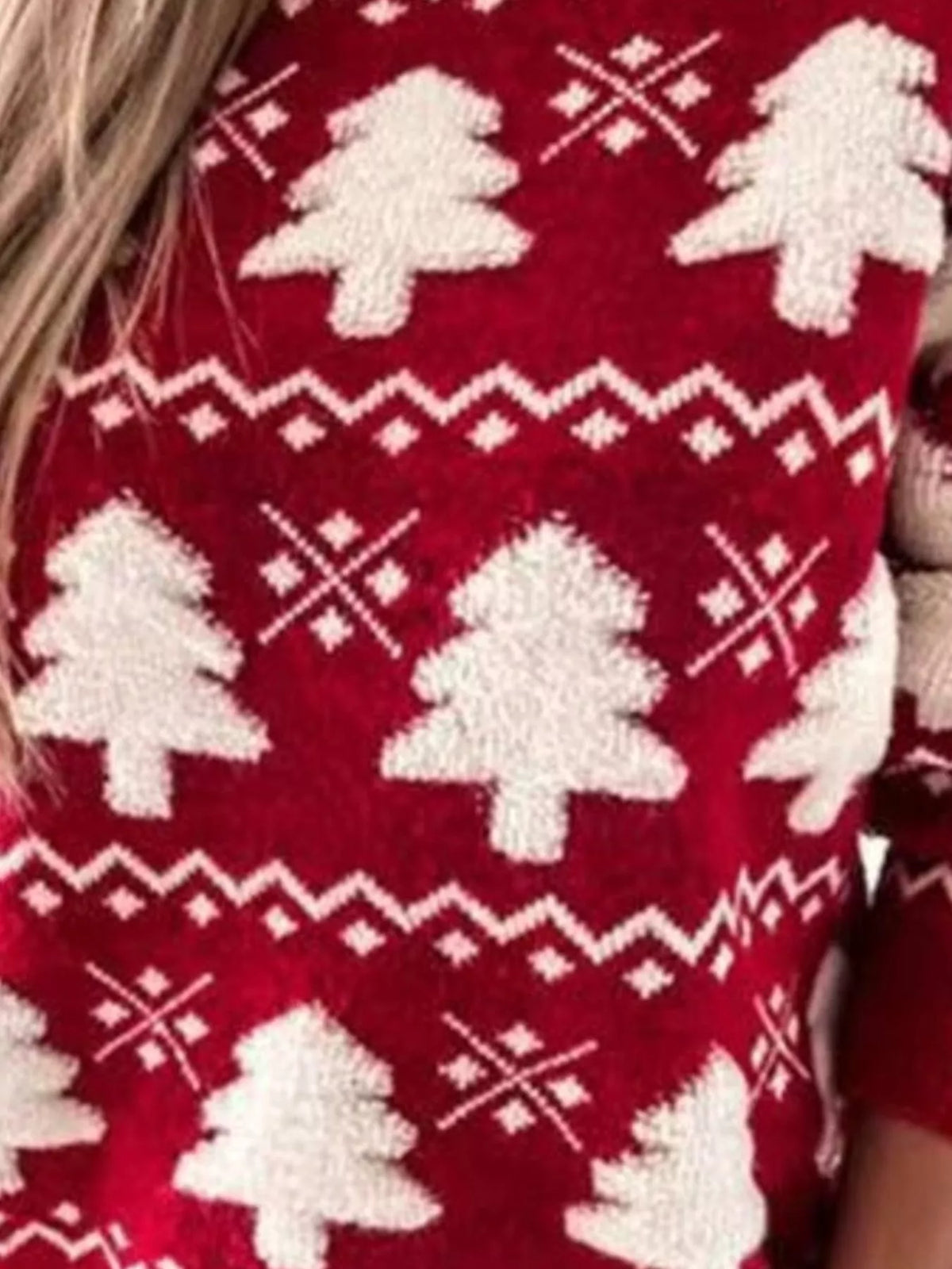 christmas tree pattern holiday sweater full length view