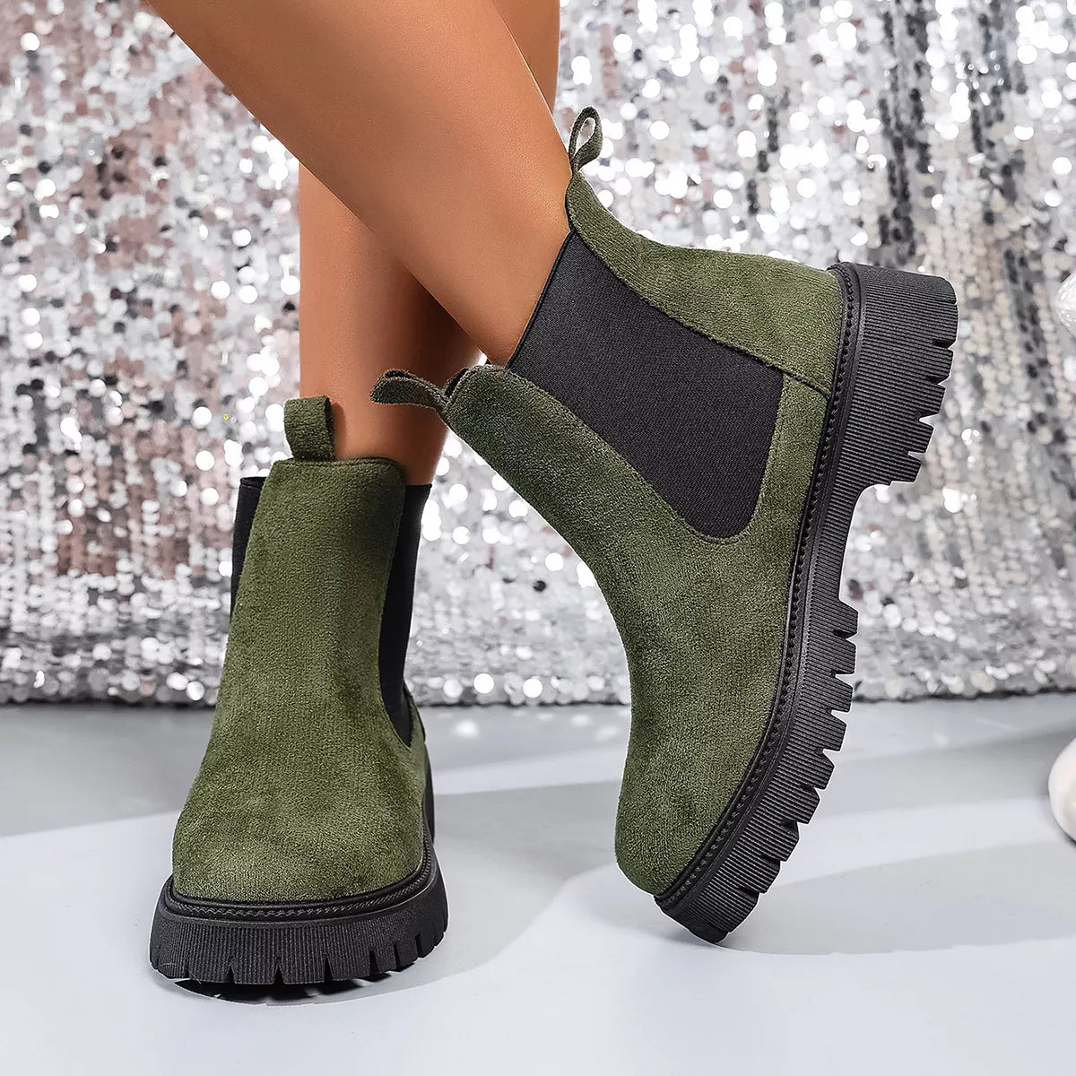 Ankle boots worn with denim