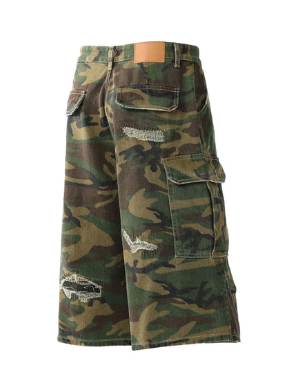 Men's Distressed Camouflage Cargo Shorts - Fashorio