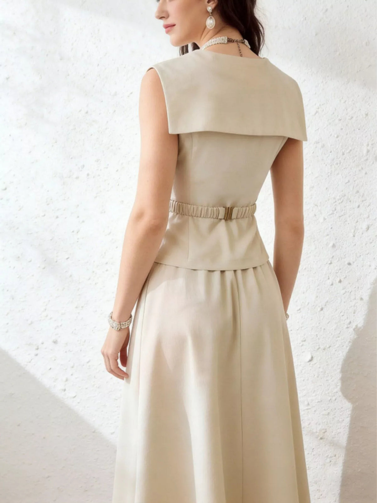 Coordinated midi skirt set styled look