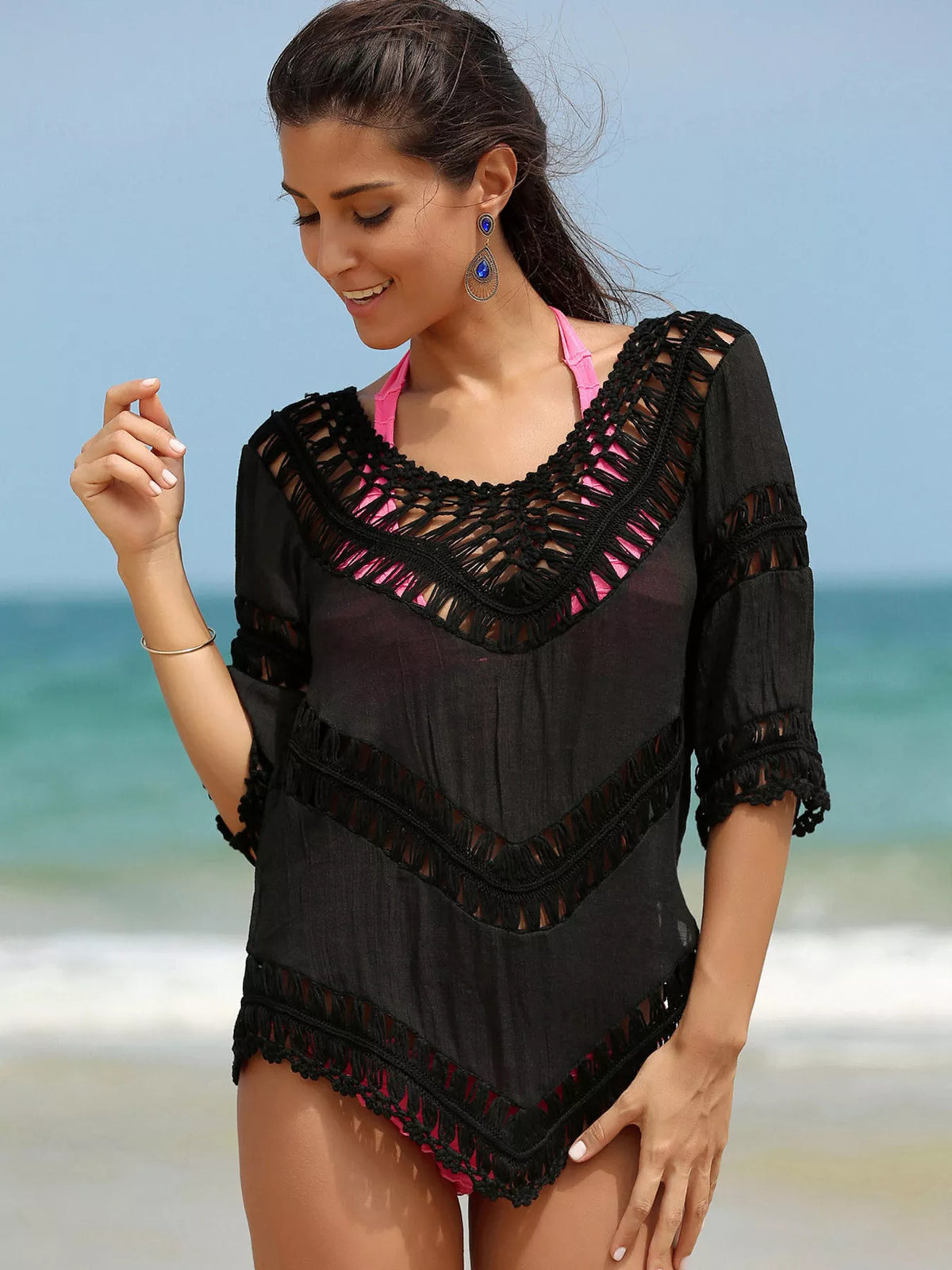Crochet trim cover up side view