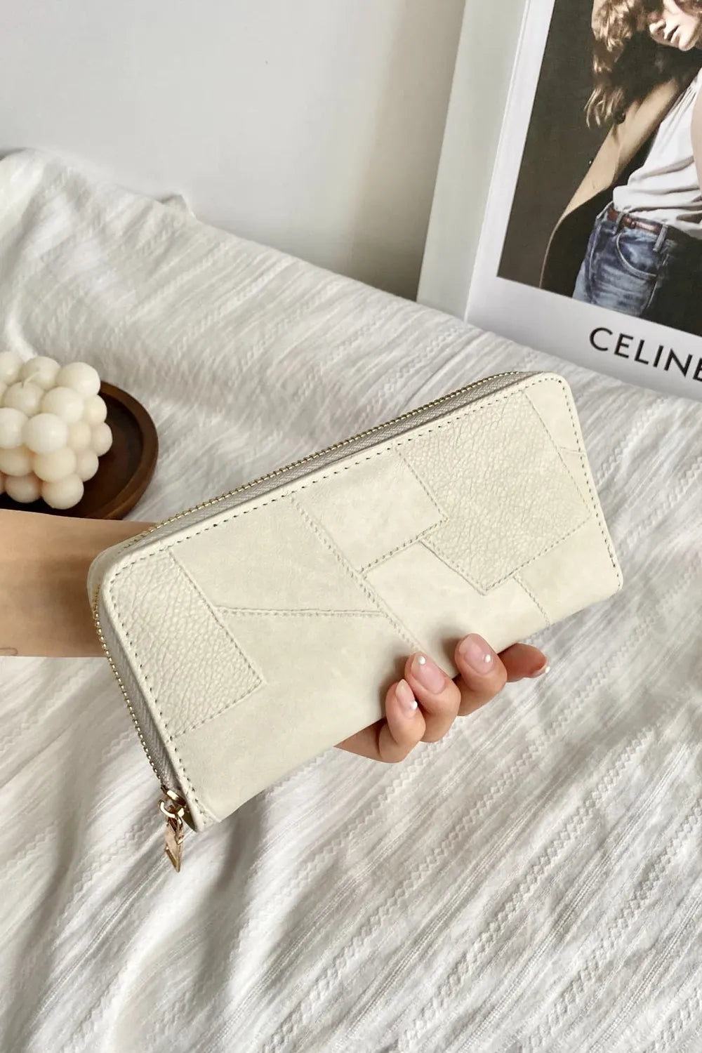 PU Leather Mulit-Interlayer Wallet Beige One Size - Fashorio