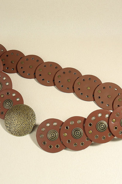 Round Shape PU Leather Belt - Fashorio