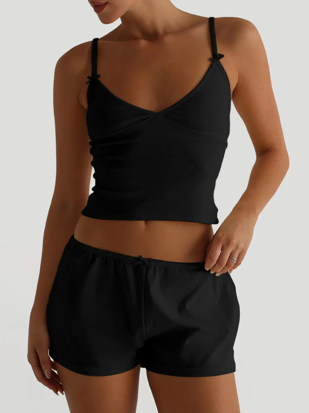 V Neck Cami and Shorts Set back view