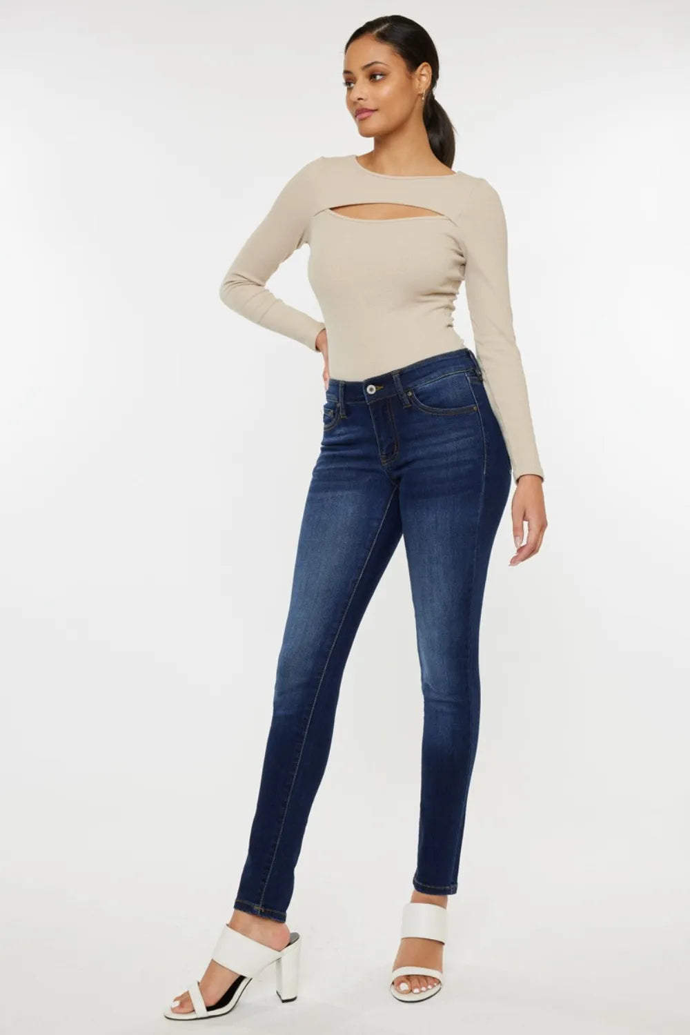 Kancan Mid Rise Gradient Skinny Jeans - Fashorio