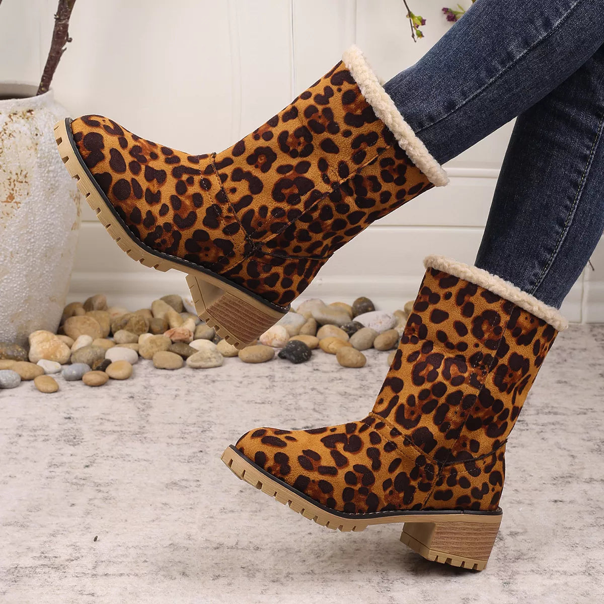 Leopard boots upper texture detail