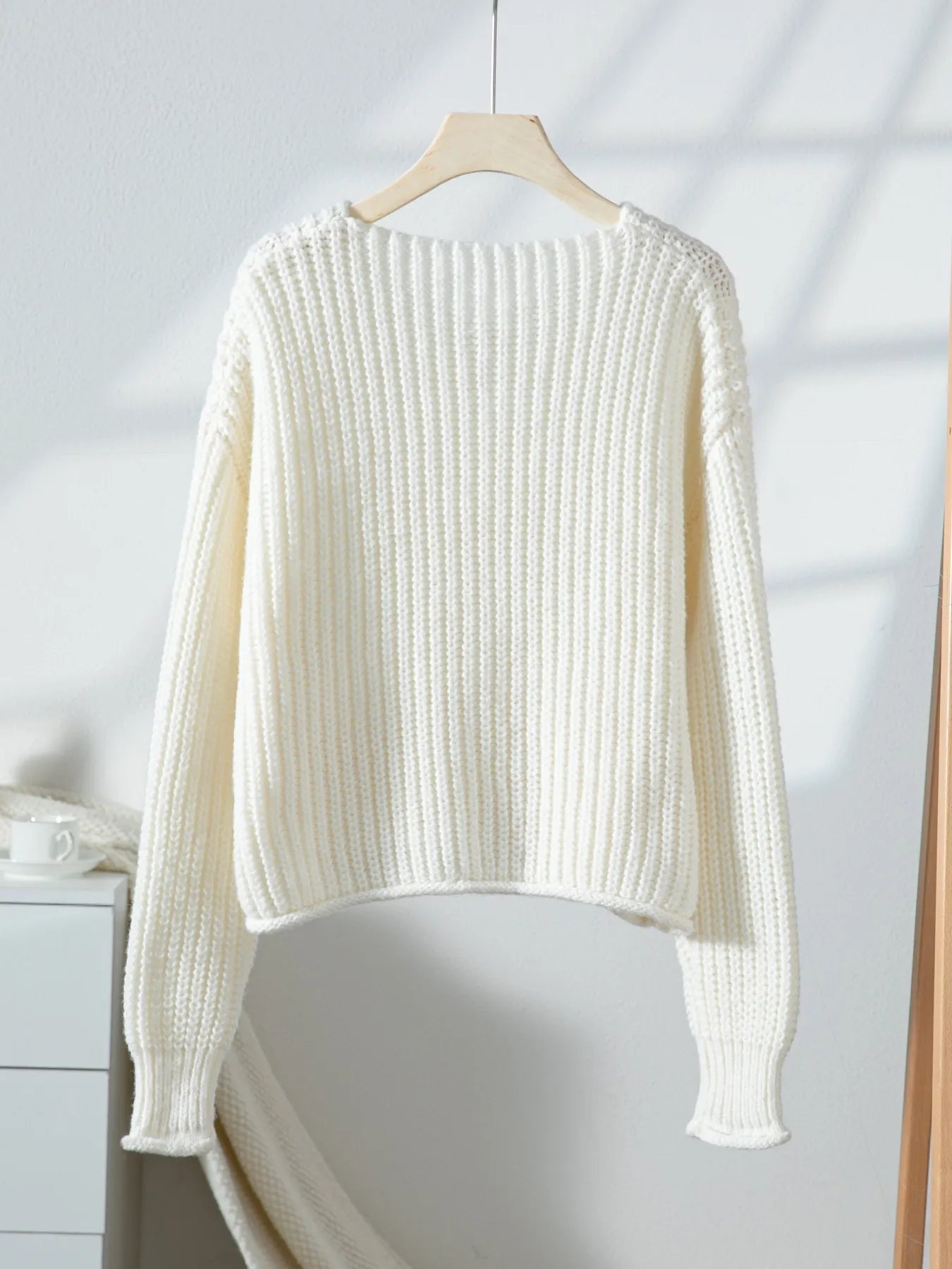 Button-Front Knit Cardigan with Pockets - Fashorio