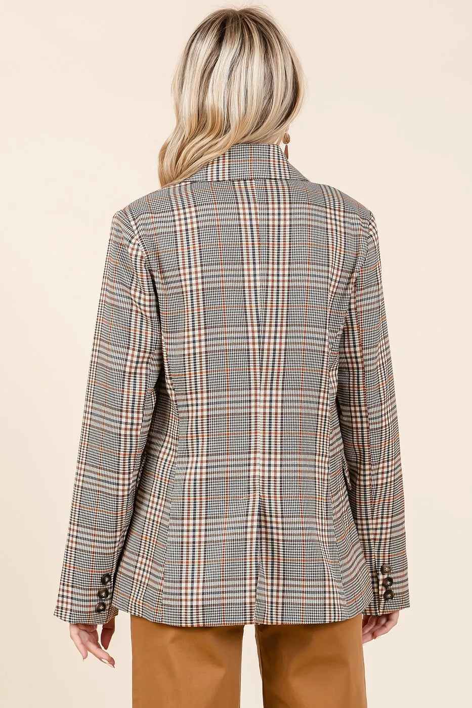 Mittoshop Plaid Double Breasted Relaxed Fit Blazer - Fashorio
