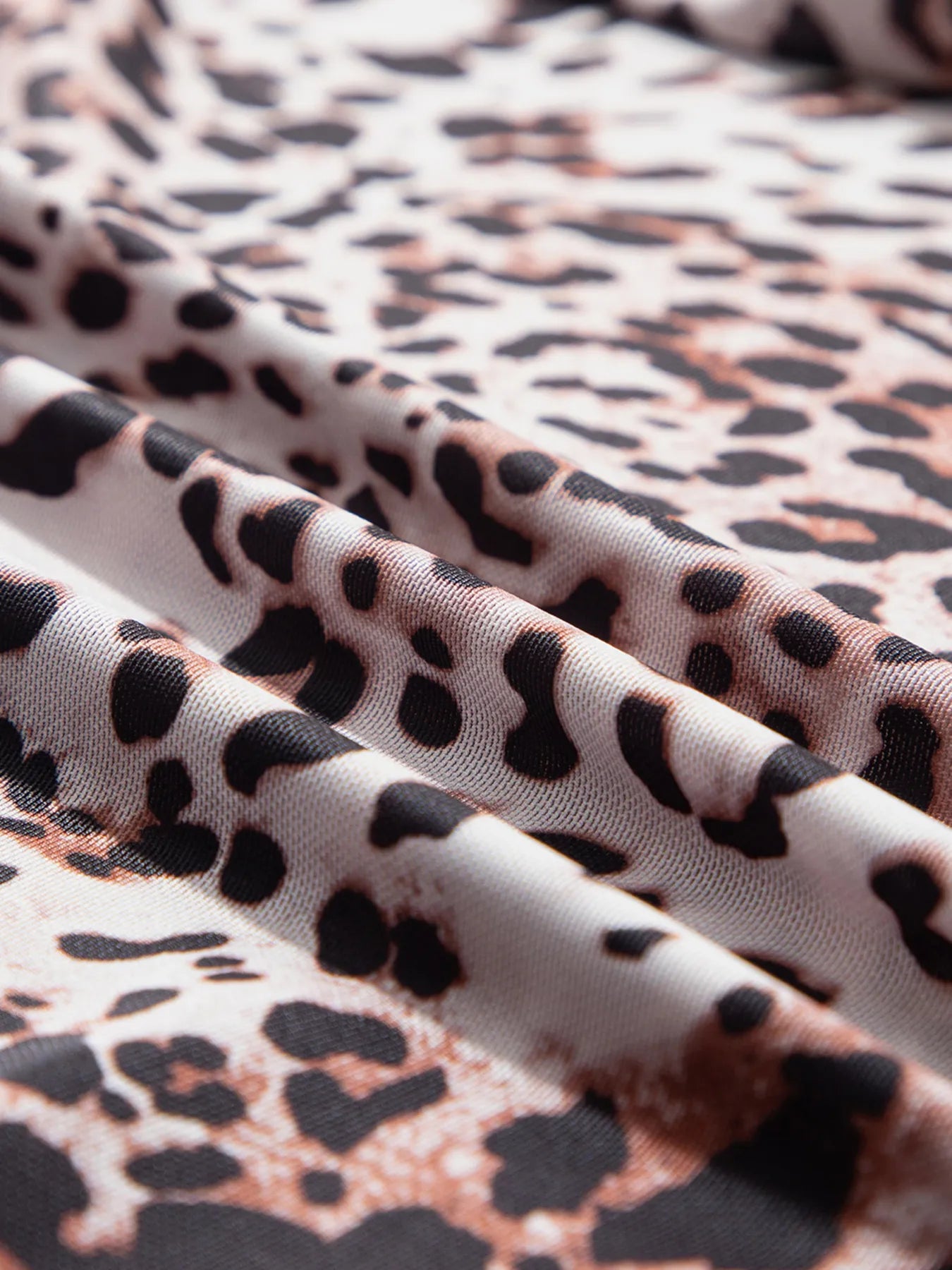 Leopard Print Long Sleeve Mock Neck Bodysuit - Fashorio