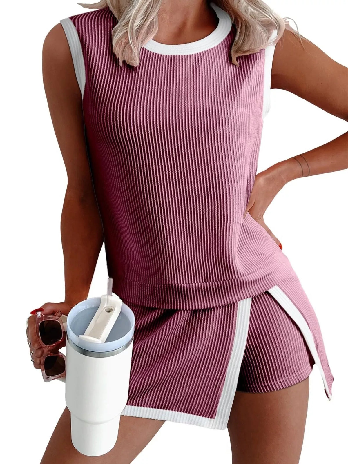 Ribbed knit set full look