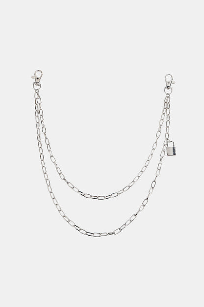 Double Layered Iron Chain Belt with Lock Charm - Fashorio