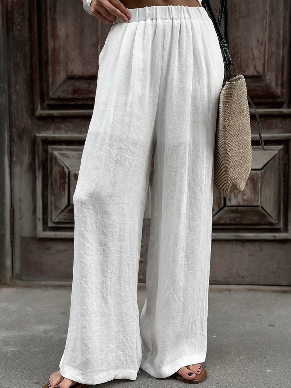 White coordinated pants set full length