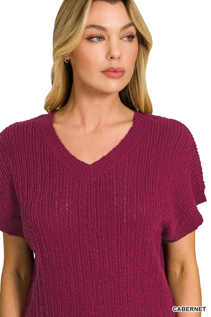Textured knit cropped top back view