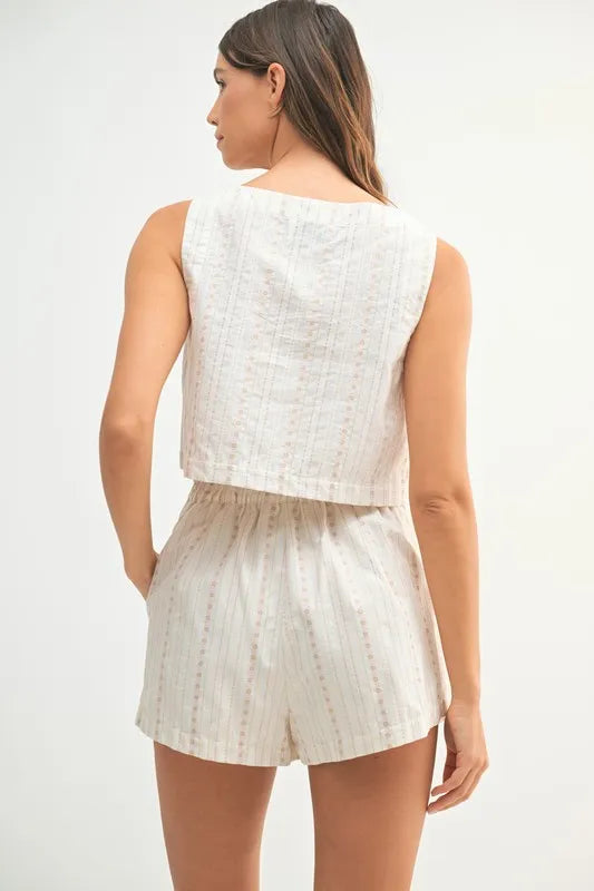 MABLE Square Neck Crop Top and Shorts Set - Fashorio