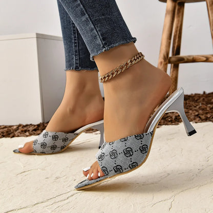 Open Toe Mid Heel Sandals - Fashorio
