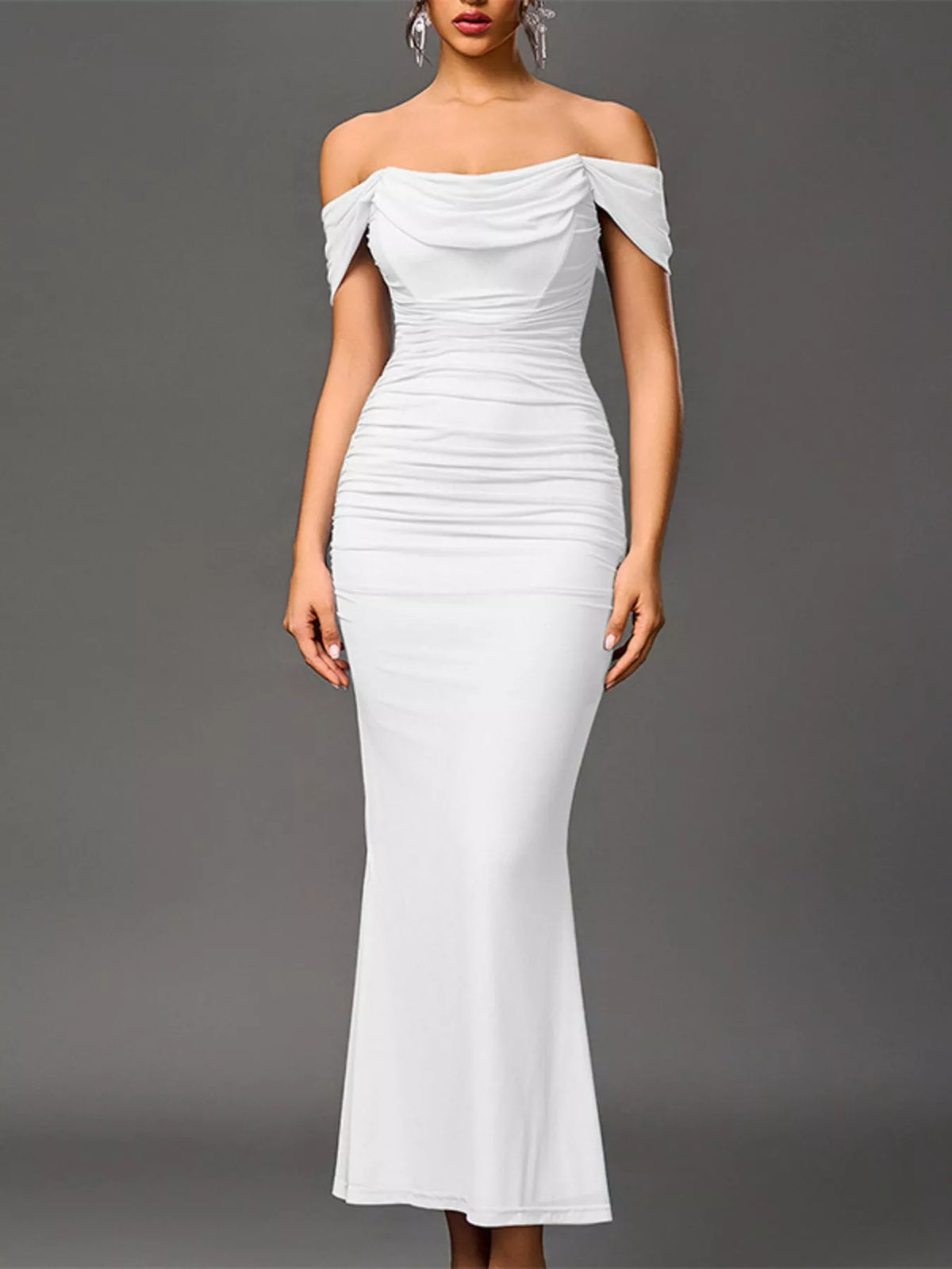 Fabric drape and mermaid hem detail