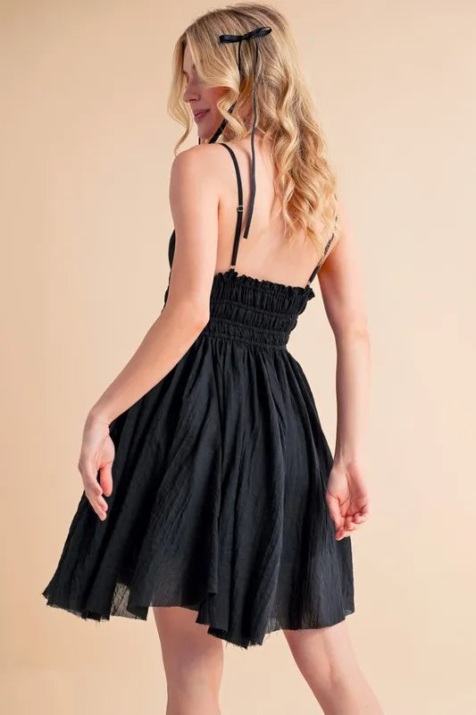 Aemi+Co Lace Detail Mini Cami Dress back view