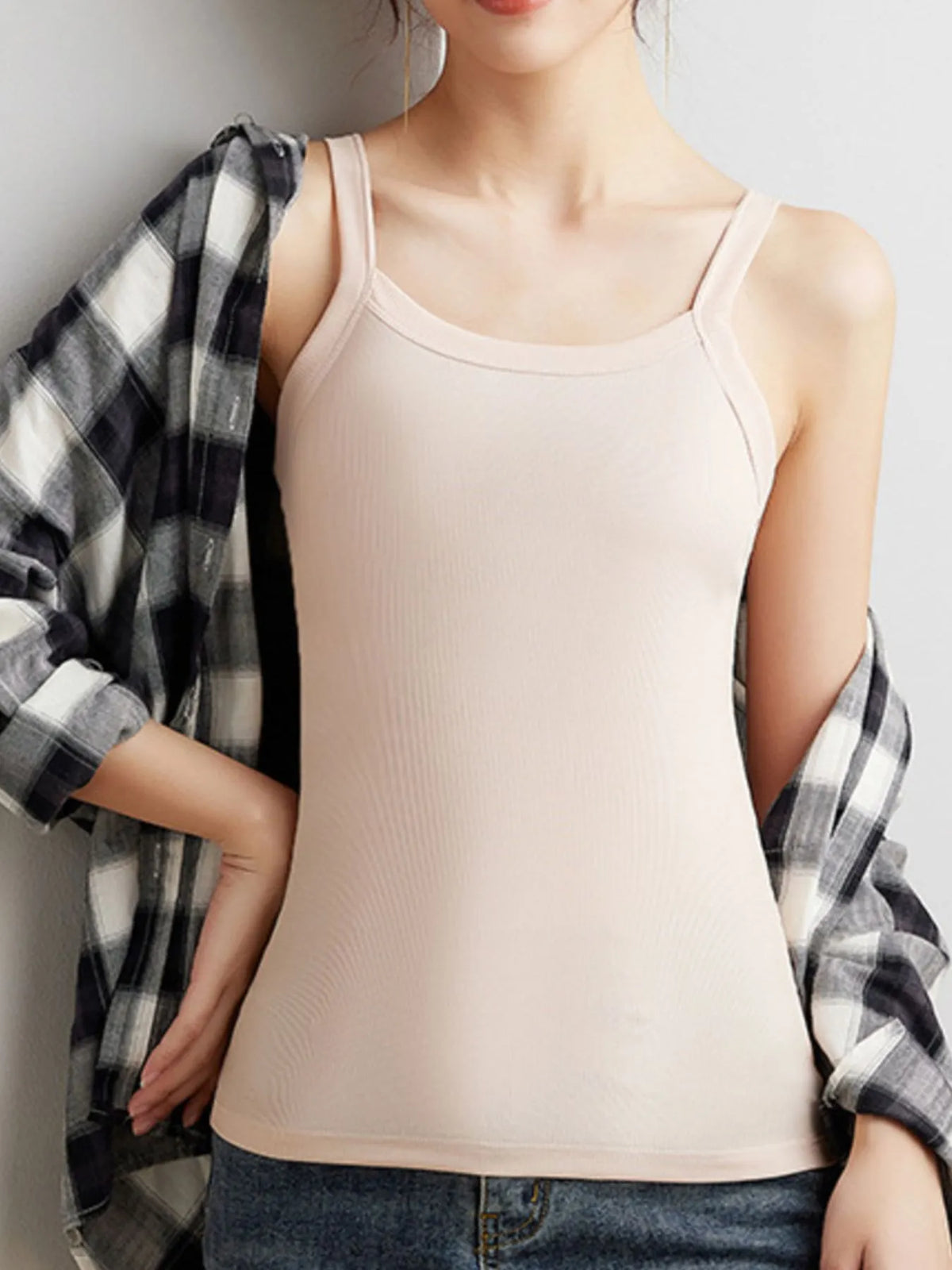 Smooth base layer tank top under a blazer