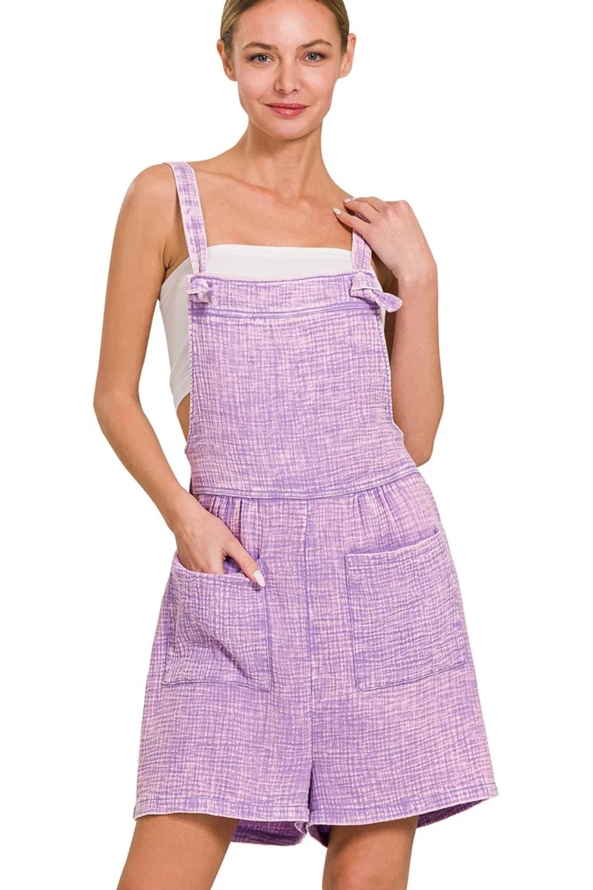 Woven Double Gauze Acid Washed Romper
