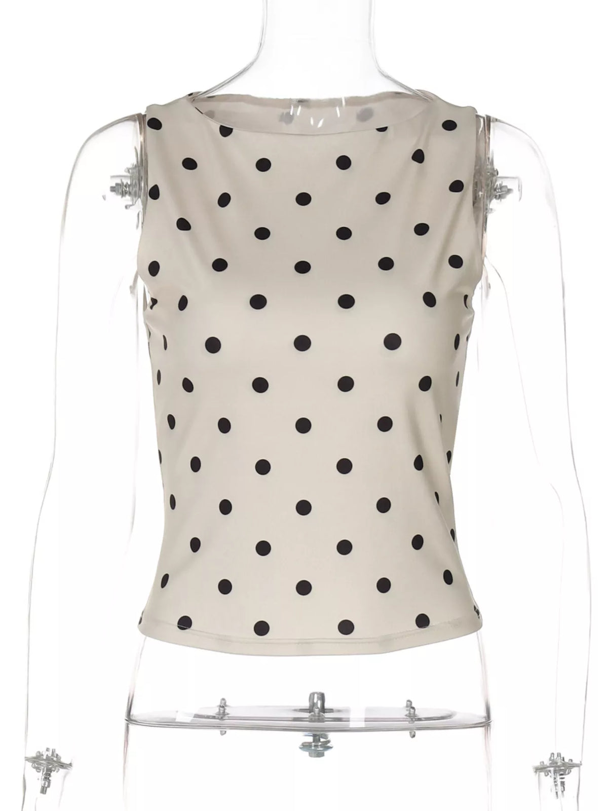 Wine red polka dot ruched tank