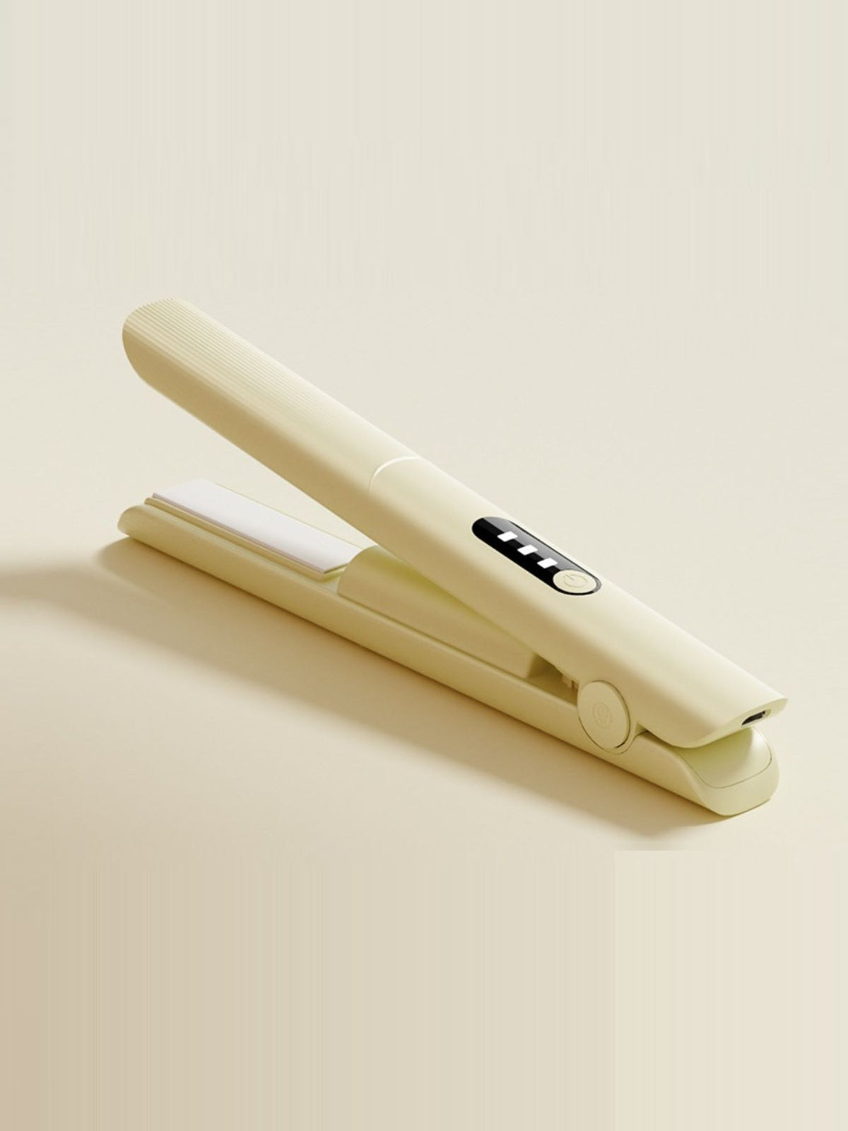 Straightener styling a smooth section of hair
