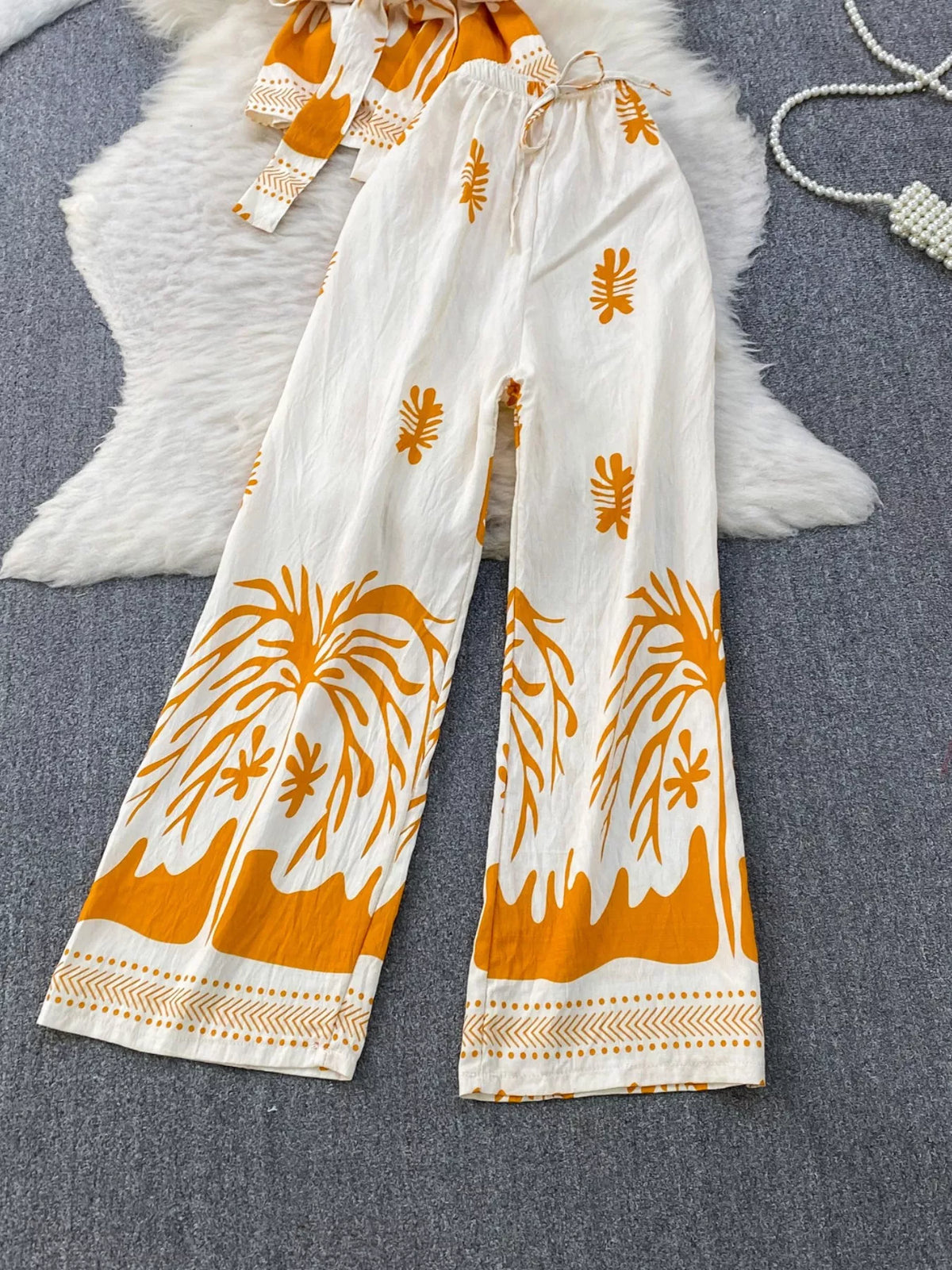 Sleeveless Top and Wide Leg Pants Set, view 20