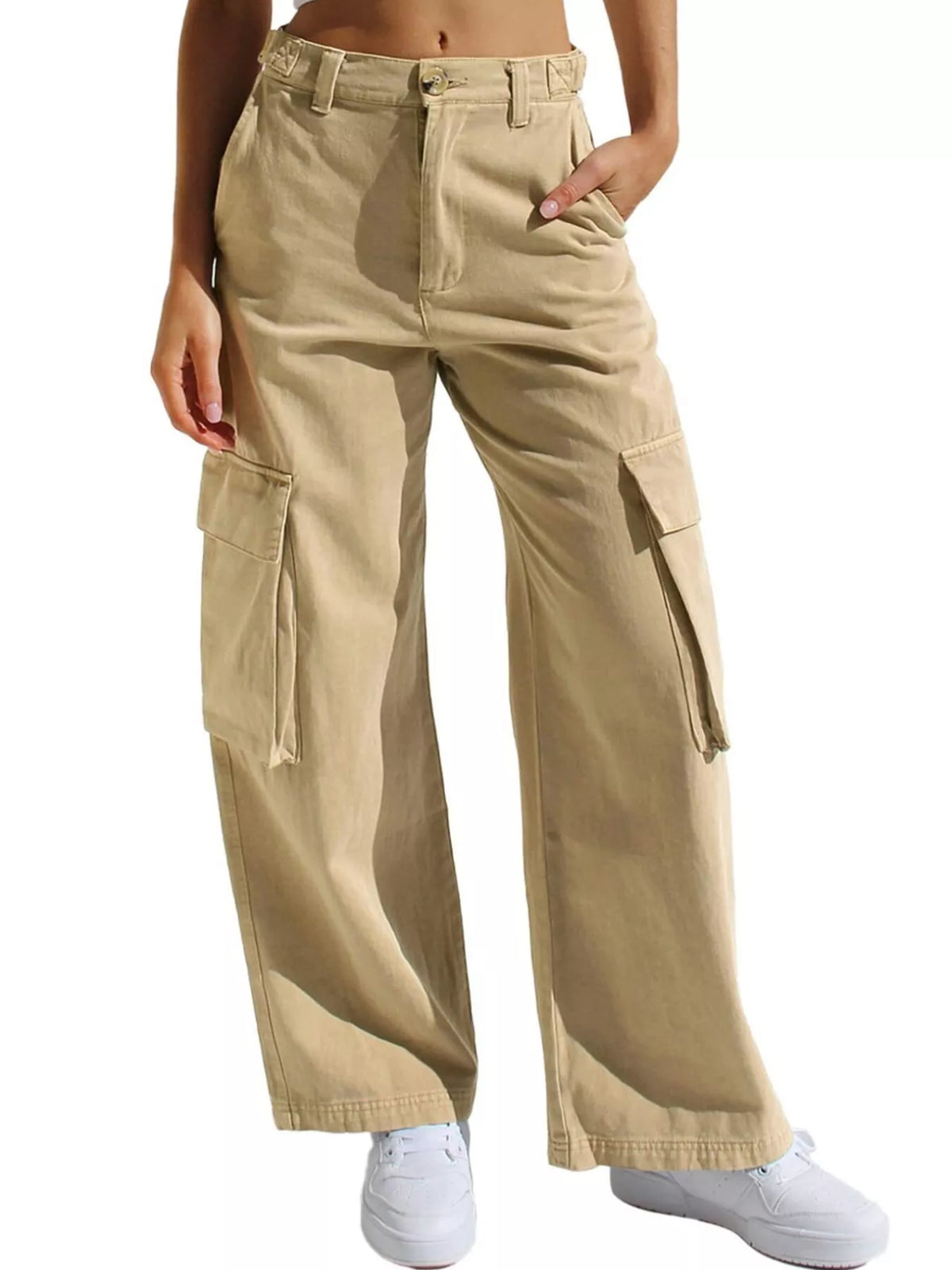 High Waist Wide Leg Cargo Jeans, view 15