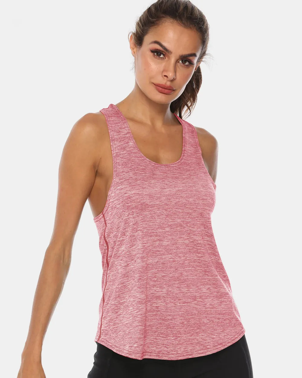 Full Size Scoop Neck Wide Strap Active Tank Blush Pink - Fashorio