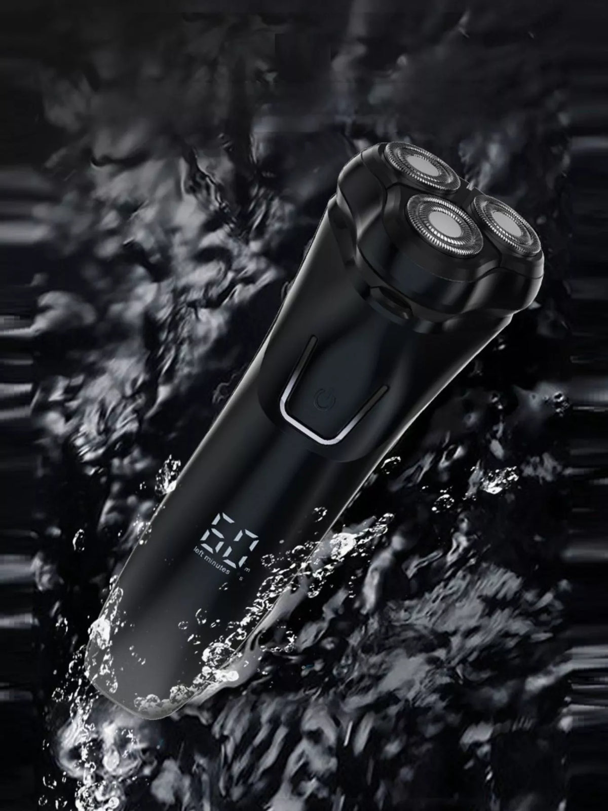 Rotary shaver three head cutting system close up