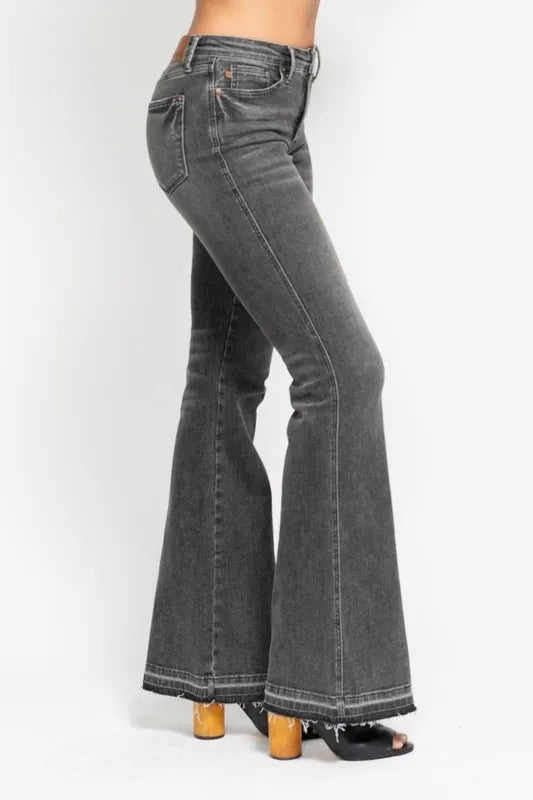 Close up of washed gray denim texture
