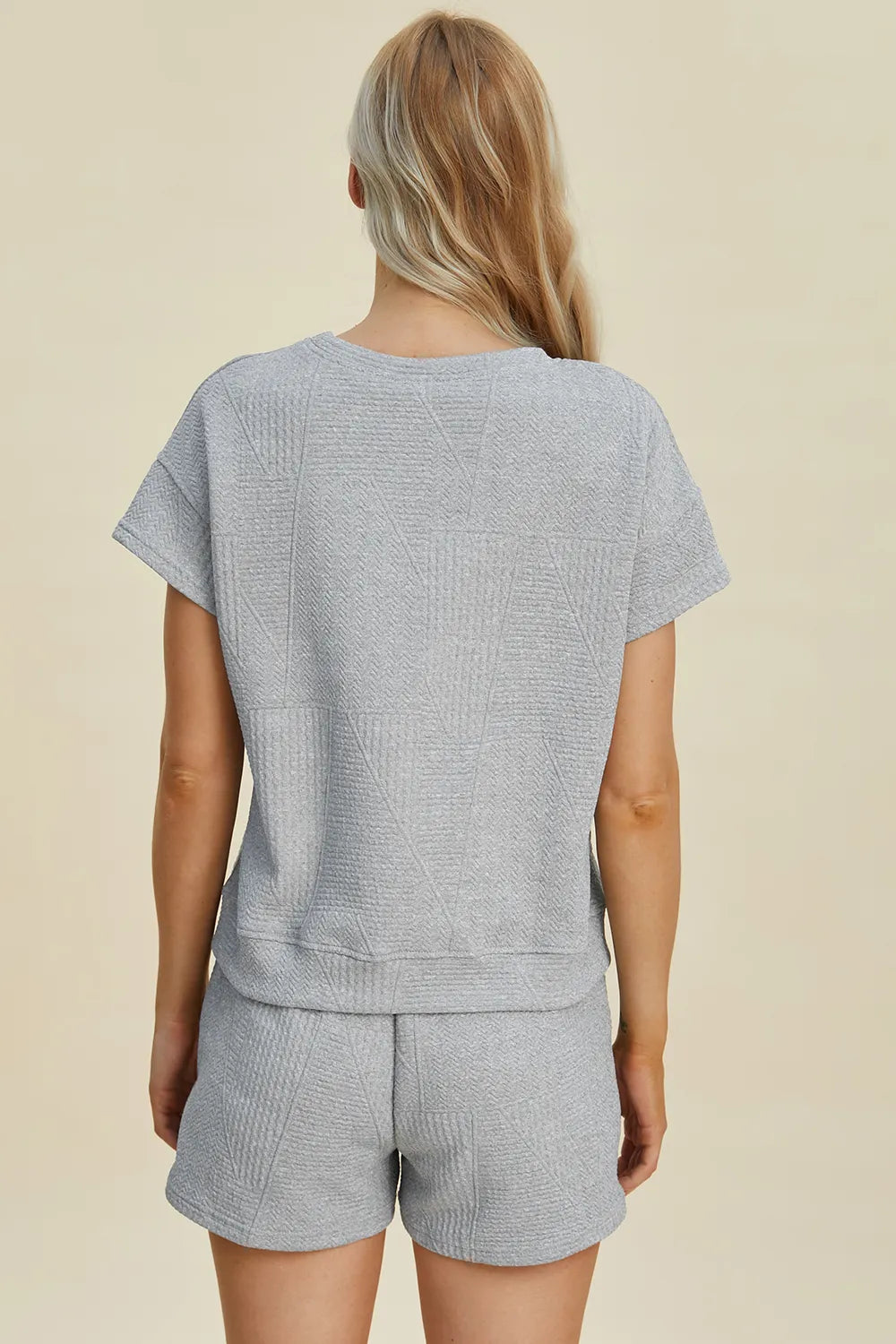 Textured Short Sleeve Top and Shorts Two Piece Set, view 13