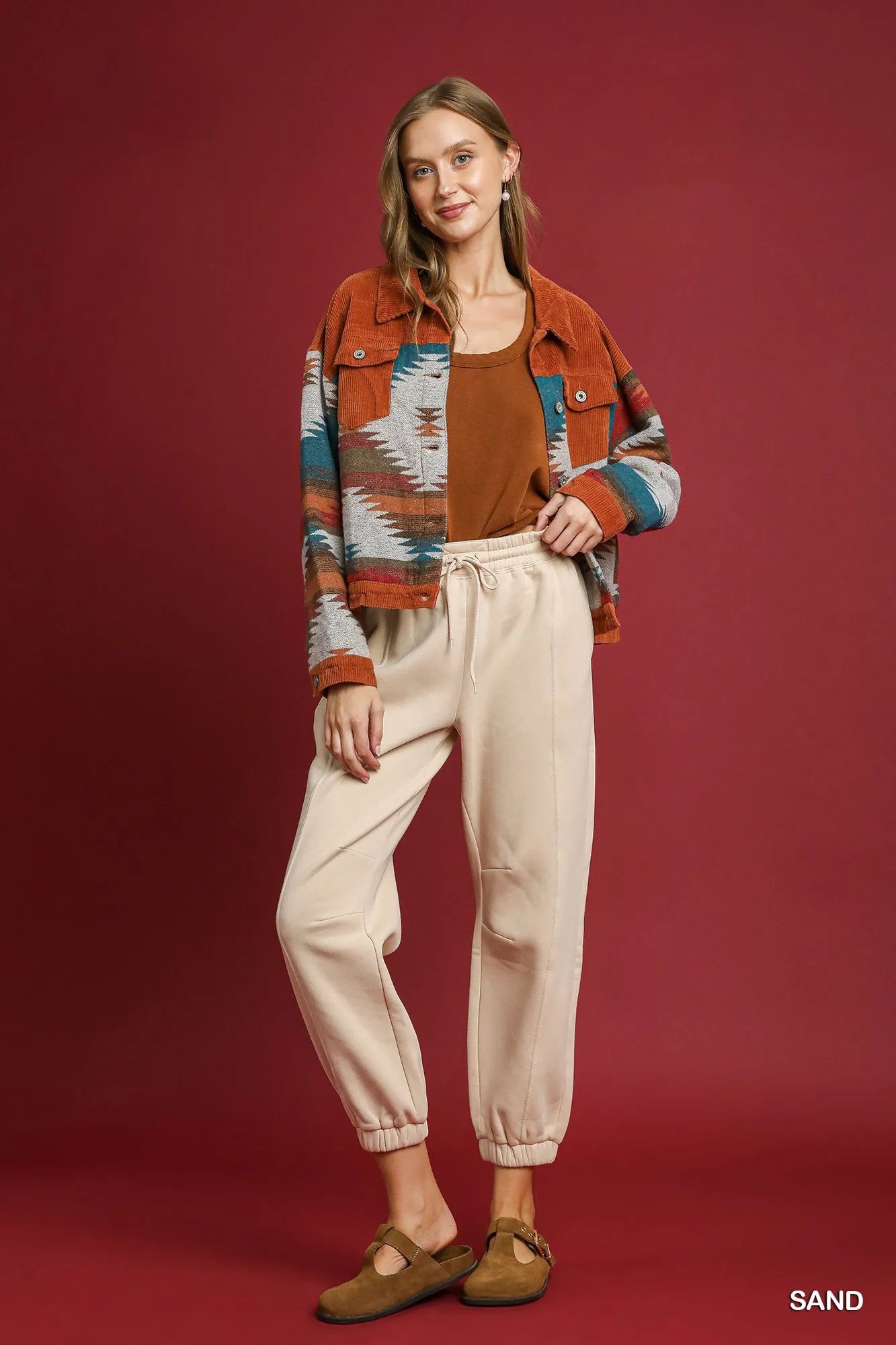 Umgee Fleece Jogger Pants with Drawstring - Fashorio