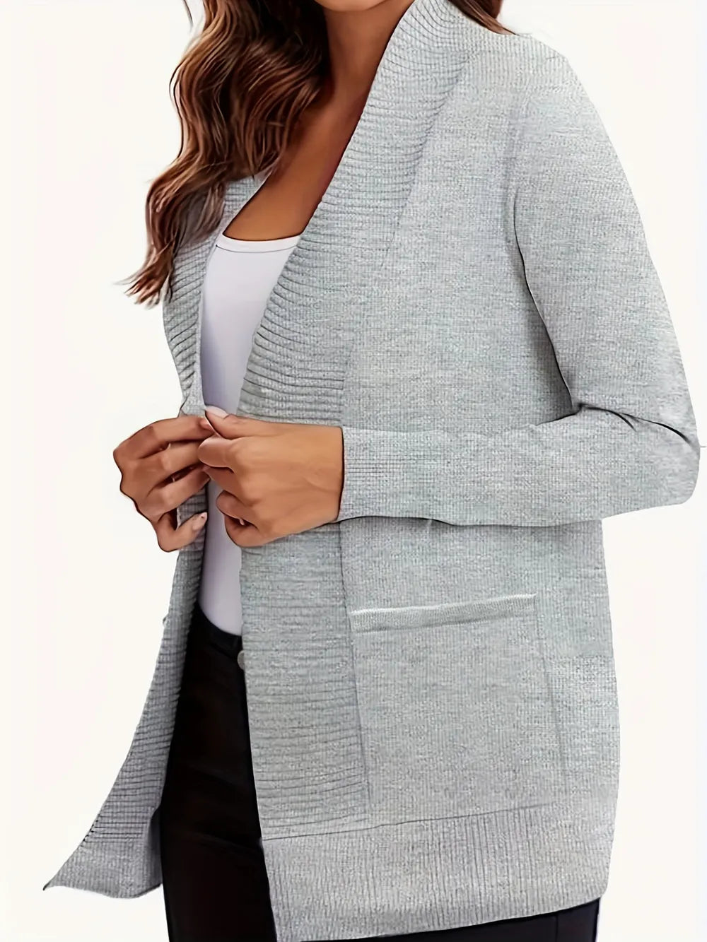 Open Front Long Sleeve Sweater Cardigan - Fashorio