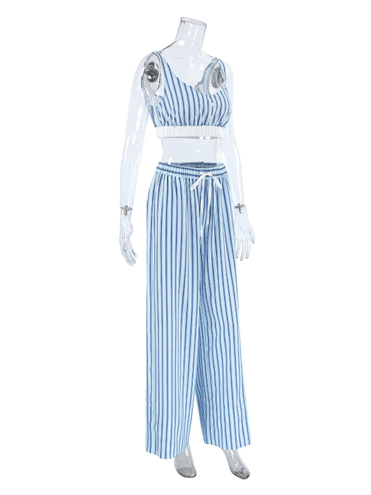 Striped Cami Shirt and Pants Lounge Set, view 10