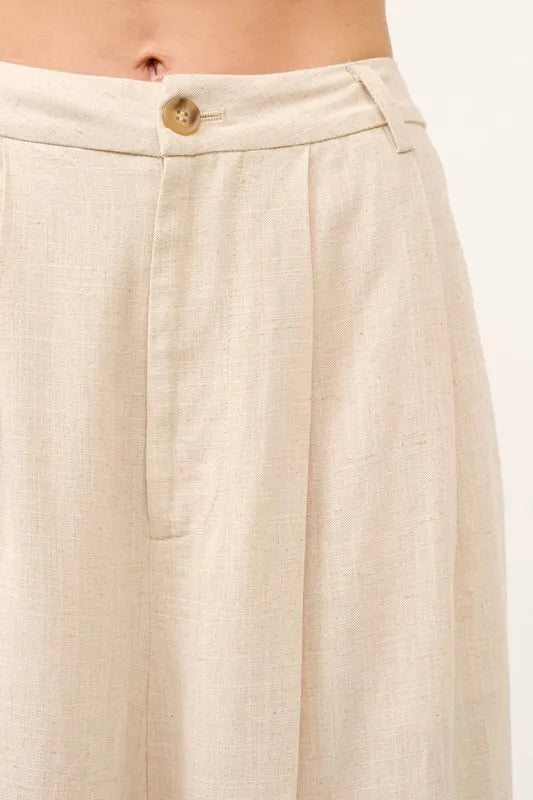 And The Why High-Rise Wide Leg Linen Blended Pants - Fashorio