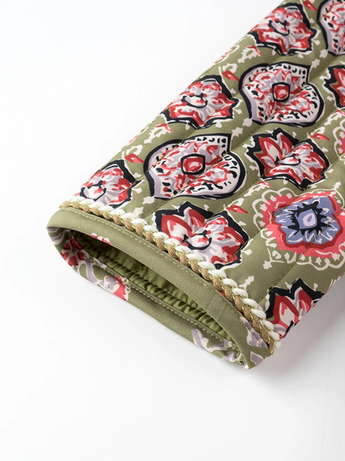 Belted Open Front Floral Winter Coat - Fashorio