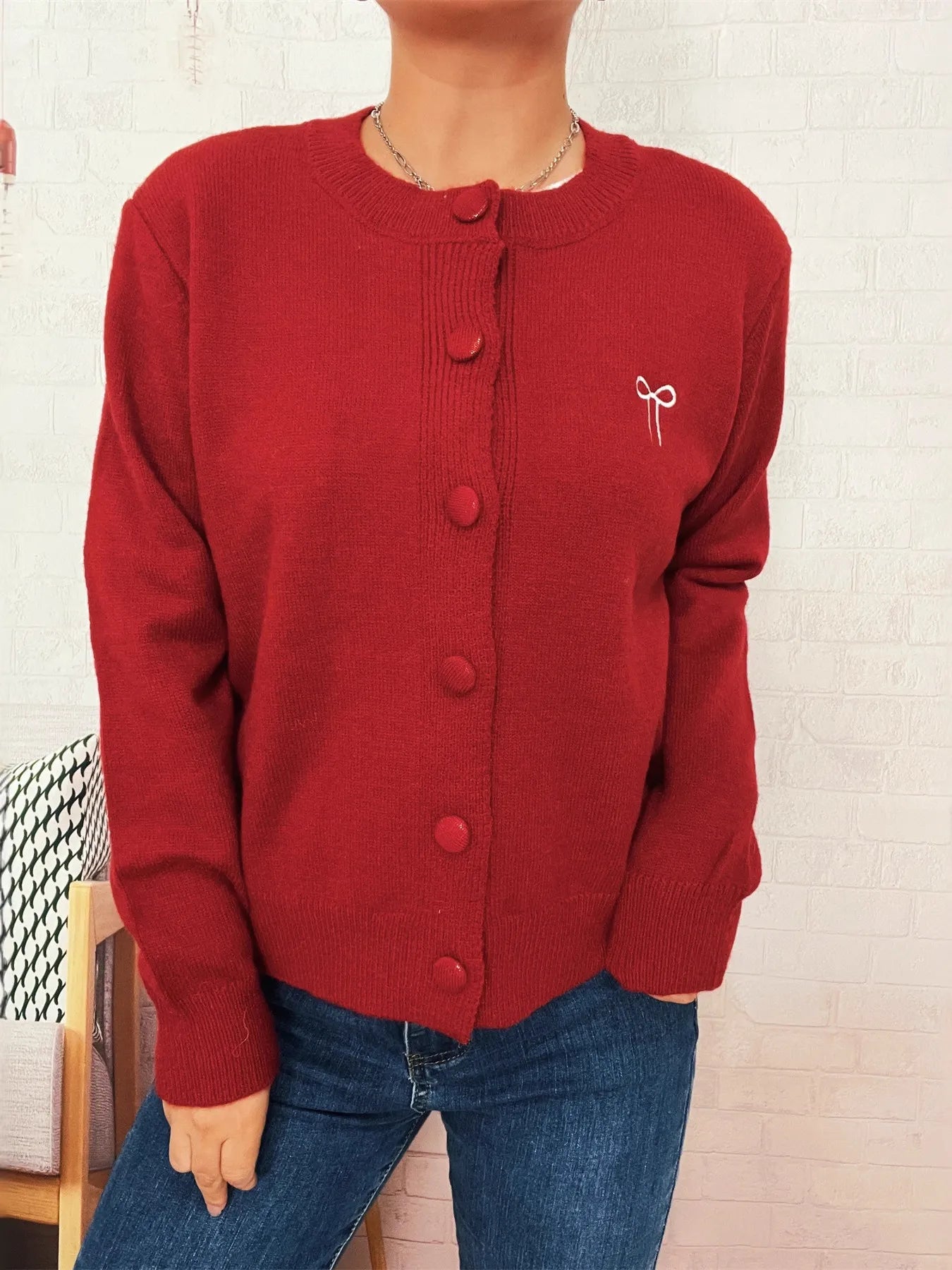 Button-Up Long Sleeve Cardigan - Fashorio